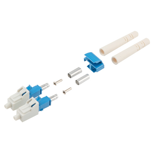 Fiber Connector, LC Duplex, for 3.0mm SMF, Blue, Long Boot w/ Eyelet