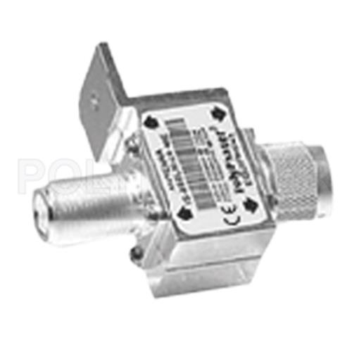 Type N F/M Bulkhead Coaxial RF Surge Protector, 10MHz - 1GHz, DC Block,  1.5kW, 3.5mJ, 20kA, Blocking Cap, Hole Mount