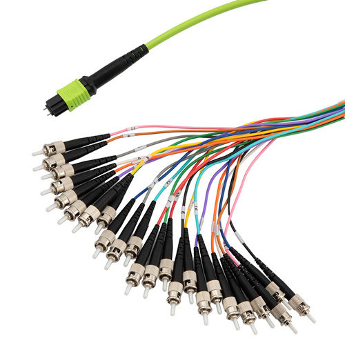 Fanout Cable,MPO male to ST, 24 fibers,OM4 50/125um Multimode, OFNR