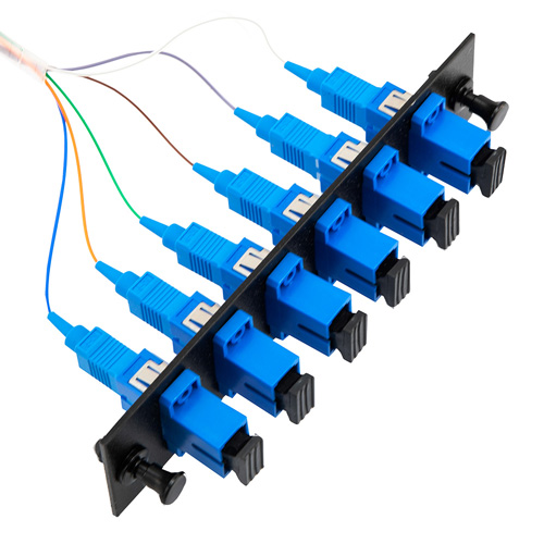 Fiber Optic Pigtails, w/ LGXstyle Adapter Plate 6 x SC Simplex SMF