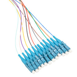 Fiber Optic Pigtails, Distribution Style 12 x LC Simplex SMF
